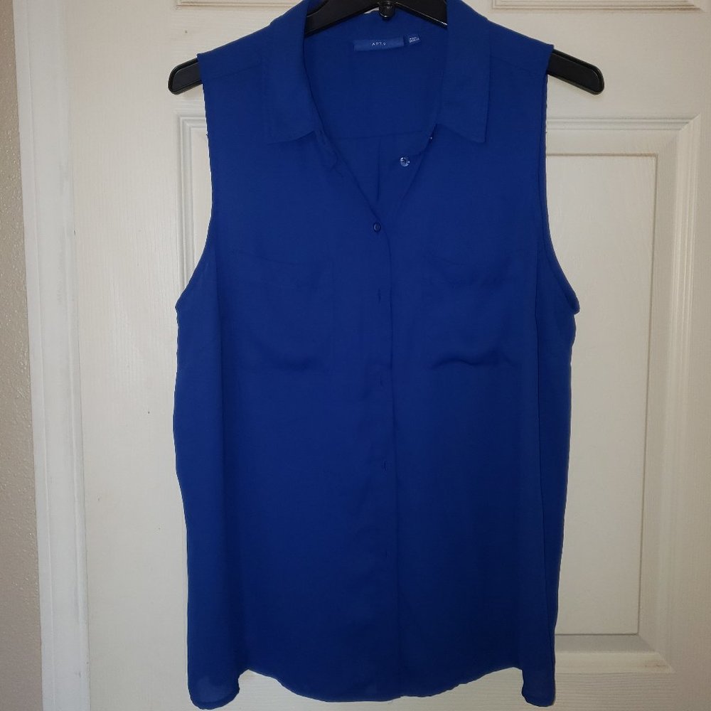 Apt 9 Royal Blue Sleeveless Button Shirt Size PXL